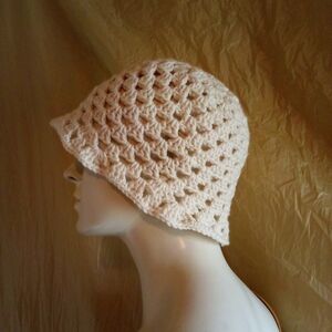 Handmade Cream Crochet Cloche Hat